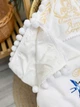 Крыжма для мальчика Family Tradition велюровая махра сатин с вышивкой и бахромой 100х100 см белая Молитва Богородицы - изображение 4