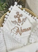 Крыжма с мешочком для мальчика Family Tradition велюровая махра плюш минки с вышивкой и бахромой белая Добрая доля - изображение 2