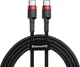 Кабель Baseus Cafule Type-C to Type-C 60W PD 2.0 (480 Мбит/с) 2m Черный/Красный (CATKLF-H91) - изображение 1