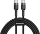 Кабель Baseus Cafule Type-C to Type-C 60W PD 2.0 (480 Мбіт/с) 1m Чорний/Сірий (CATKLF-GG1) - зображення 1