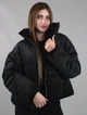 Жіноча зимова коротка куртка чорна утеплена зі стразами (6609) XL - зображення 5