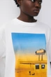 Футболка Pull & Bear молочний з принтом OKDTE138 XL - изображение 4