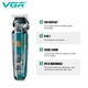 Машинка для стрижки и триммер 6в1 для волос и бороды VGR V-102, 14 насадок, LED дисплей, USB зарядка - изображение 2