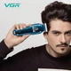 Машинка для стрижки волос VGR V-679 BLUE аккумуляторная профессиональная, мужской триммер для бороды и окантовки, 4 насадки - изображение 6