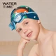 WATERTIME / Детская плавательная шапочка Shui Chuan для мальчиков и девочек, водонепроницаемая силиконовая, не сдавливающая уши, с принтом динозавров. - изображение 7
