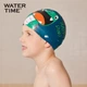 WATERTIME / Детская плавательная шапочка Shui Chuan для мальчиков и девочек, водонепроницаемая силиконовая, не сдавливающая уши, с принтом динозавров. - изображение 8