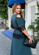 Женский юбочный костюм со стразами и кружевом (037660901) Бутылочно-зеленый з поясом 54-56 - изображение 7