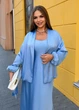 Блуза жіноча шовкова на запах з поясом (04426101) Блакитний 52-54 - зображення 4