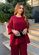 Костюм жіночий зі стразами з тунікою та широкими штанами (037080001) Бордовий 50-52 - зображення 4