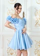 Женское мини-платье корсетное из органзы с открытыми плечами (0532600801) Голубой XS - изображение 3