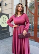 Вечернее платье макси шелковое с длинными рукавами (037447501) Бордовый 54-56 - изображение 2