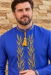 Чоловіча дизайнерська вишиванка «Колосся» — із золотою вишивкою, 48 синій (24) - изображение 5