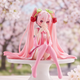 Коллекционная аниме фигурка Hatsune Sakura Miku 12 см , статуэтка Хатсуне Мику для полки декора авто сидячая Розовая - изображение 8