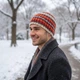 Мужская вязаная шапка ручной работы PRIGRIZ Norway бини фактурная, оранжево-серая, 50-58 - изображение 2