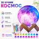 Нічник світлодіодний 3D у формі Місяця акумуляторний настільний з RGB підсвічуванням на 16 кольорів пультом дистанційного керування та сенсорним вимикачем декоративна лампа для спальні дитячої та вітальні Moon light Космос із підставкою - зображення 1