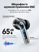 Беспроводные вакуумные Bluetooth наушники TWS с сенсорным управлением LED-дисплеем для бега тренировок зала прогулки работы ПК гарнитура с шумоподавлением микрофона ENC цифровым индикатором заряда и возможностью беспроводной зарядки беспроводные черные - изображение 3