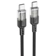 Кабель HOCO U129 Spirit transparent charging data cable Type-C to Type-C 60W 3A 1.2m Black - зображення 1