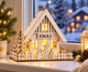 Новогодний деревянный домик LIV&BO с LED-подсветкой, 18×16x9 см, теплый белый свет - изображение 2