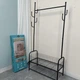 Вешалка напольная для одежды и обуви Clothes Drying Rack 8032 металлическая с перекладиной для плечиков 2 нижними полками 6 боковыми крючками с порошковым покрытием стационарная без колес 170×60×35 см - изображение 6