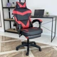 Игровое кресло с широким сиденьем DEXON RD-6017 с подставкой для ног из экокожи, Красное - изображение 2