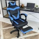 Игровое кресло с широким сиденьем DEXON RD-6017 с подставкой для ног из экокожи, Синее - изображение 8