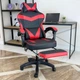 Игровое кресло с широким сиденьем DEXON RD-6017 с подставкой для ног из экокожи, Красное - изображение 9