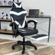 Игровое кресло с широким сиденьем DEXON RD-6017 с подставкой для ног из экокожи, Белое - изображение 9