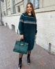 Жіноча сукня туніка тепла нижче колін прямого крою пухнаста з альпаки з кишенями та орнаментом батал зелений розмір єдиний 50-62 MC 89020 - зображення 6