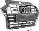 Передня решітка радіатора S-style сіра з хромом для Audi A3 2012-2020 рр - зображення 2