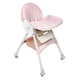 Стільчик для годування Kidoro One ST-6540 Pink екошкіра, 5-точкові ремені, регулювання спинки, колеса зі стопорами, до 50 кг - зображення 4