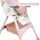 Стільчик для годування Kidoro One ST-6540 Pink екошкіра, 5-точкові ремені, регулювання спинки, колеса зі стопорами, до 50 кг - зображення 9
