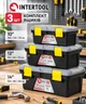 Комплект ящиков для инструментов 3 шт INTERTOOL BX-0303 (ВХ-0310 10"/ВХ-0312 12"/ВХ-0314 14") набор сундука для мастера для бит насадок и других инструментов 3 контейнера Черный с серым желтым - изображение 1