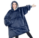 Толстовка-плед с капюшоном и рукавами Huggle Hoodie Blanket синего цвета теплая флисовая плед-худи оверсайз универсального размера для взрослых домашний халат-плед для отдыха сна просмотра фильмов и чтения с возможностью машинной стирки - изображение 3