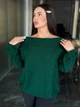 Жіночий вʼязаний светр кольору смарагд HANNA onesize - зображення 7