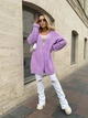 В'язаний жіночий кардиган NASTIA, колір бузковий, розмір onesize - изображение 1