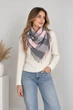Платок женский теплый в клетку серо-розовый Cashmere - изображение 2