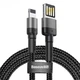 Кабель зарядний Lightning Baseus Cafule Cable USB для Lightning 2.4A 1 м Сірий/Чорний (CALKLF-GG1) - зображення 1