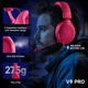 Наушники MCHOSE V9 PRO Pink Беспроводная Игровая Гарнитура, Радиоканал/Bluetooth/3.5мм. Съемный Микрофон, RGB Подсветка, Объемный звук 7.1, Автономная работа 250 Часов - изображение 8