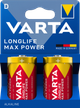 Батарейки VARTA LONGLIFE MAX POWER LR20/D, 1,5 В, 2 шт. - зображення 1
