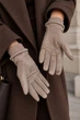 Рукавички жіночі замшеві на флісі сенсорні бежевого кольору GLOVES размер 8 (218934) - зображення 2