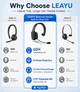 Беспроводная гарнитура LEAYU Bluetooth 5.2 с микрофоном и шумопоглощением (Черный) - изображение 3