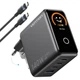 Сетевое зарядное устройство для телефона GaN 140W с дисплеем на 4 порта 3USB-C + USB-A Vention DASH PRO GaN5.0 Charger with Smart Display Titanium Gray - изображение 1