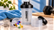 Шейкер для фитнеса и тренировок ShakerBottle 450мл черный герметичная бутылка для протеина с шариком-миксером и 2 контейнерами - изображение 2
