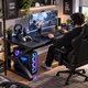Игровой компьютерный стол письменный столик для дома и офиса 140х60х72,5 см Черный (QD546) - изображение 2