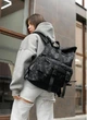 Большая женская поясная сумка бананка тканевая городская Sambag DynamicDart черная с принтом 60517 - изображение 12