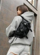 Большая женская поясная сумка бананка тканевая городская Sambag DynamicDart черная с принтом 60517 - изображение 1