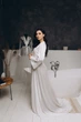 Длинный шелковый халат на утро невесты айвори XXL - изображение 2