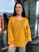 Жіночий вʼязаний тонкий ажурний джемпер ALINA, колір Гірчичний розмір One Size - зображення 7