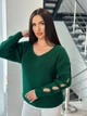 Подовжений вʼязаний жіночий светр VERONIKA, колір Смарагд розмір One Size - изображение 5