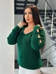 Подовжений вʼязаний жіночий светр VERONIKA, колір Смарагд розмір One Size - изображение 6